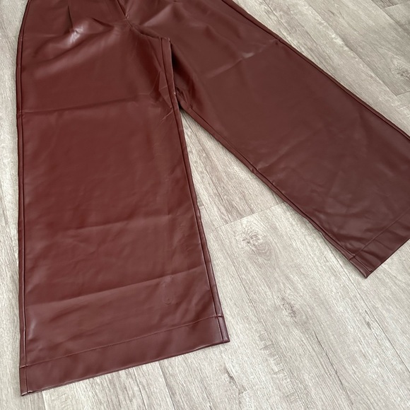 NWT French Connection Crolenda Women’s Faux Leather Trouser Bitter Chocolate - Picture 5 of 13